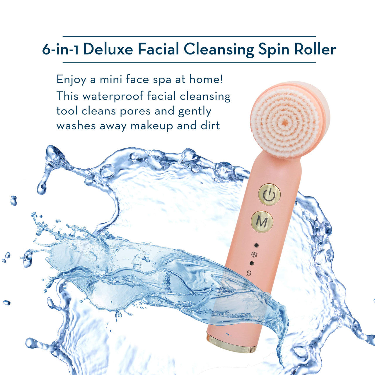 Pink 6-in-1 Deluxe Facial Cleansing Spin Roller Deluxe
