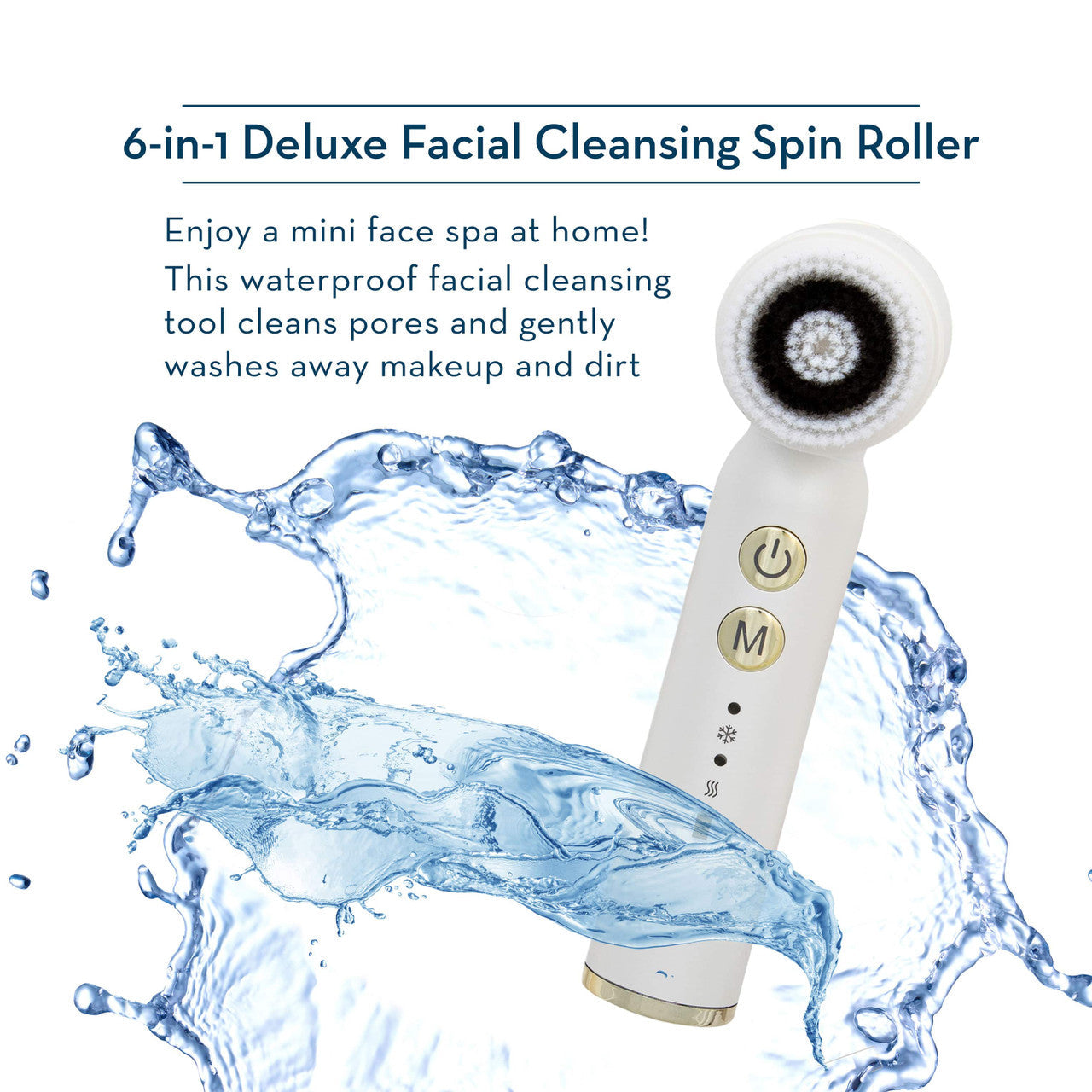 White 6-in-1 Deluxe Facial Cleansing Spin Roller Deluxe