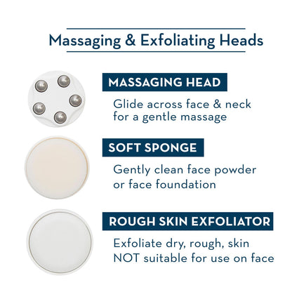 White 6-in-1 Deluxe Facial Cleansing Spin Roller Heads
