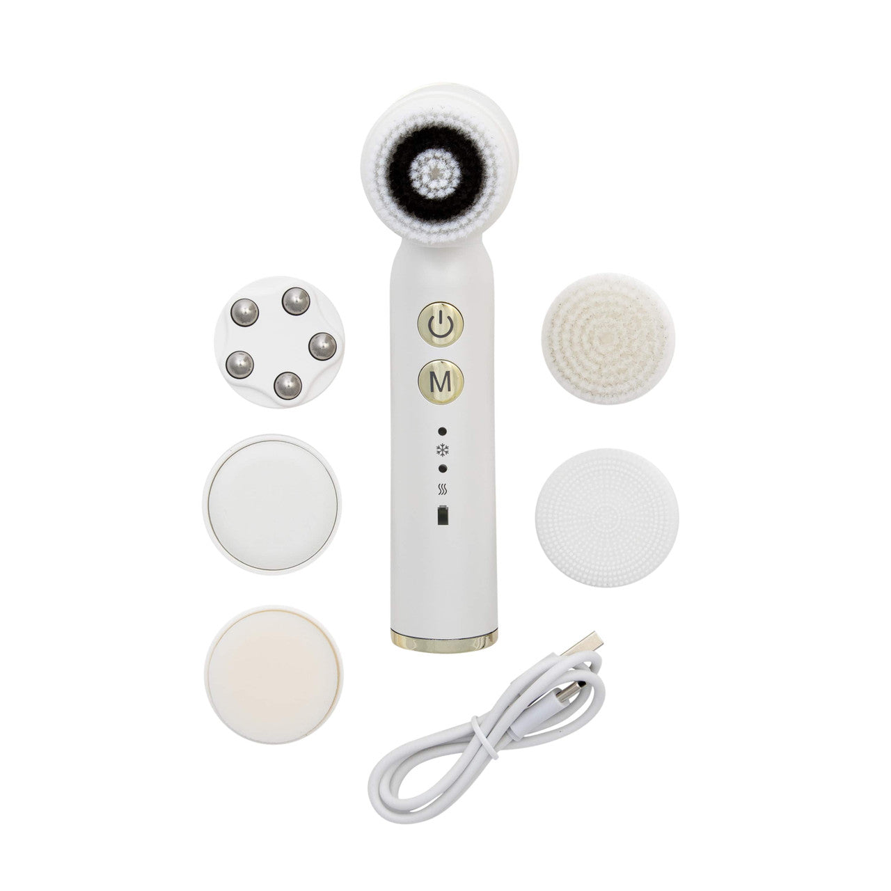 White 6-in-1 Deluxe Facial Cleansing Spin Roller