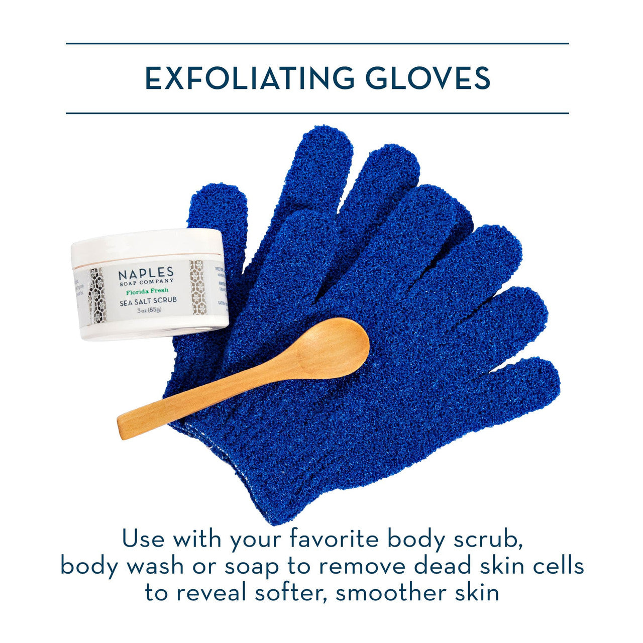 Dark Blue Exfoliating Glove Lifestyle