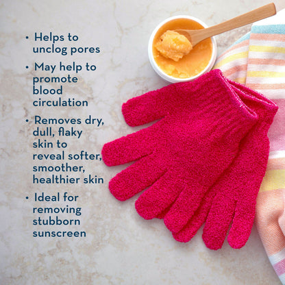 Dark Pink Exfoliating Glove Lifestyle Info