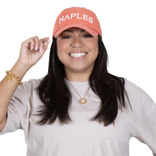 Coral Naples Cotton Baseball Cap