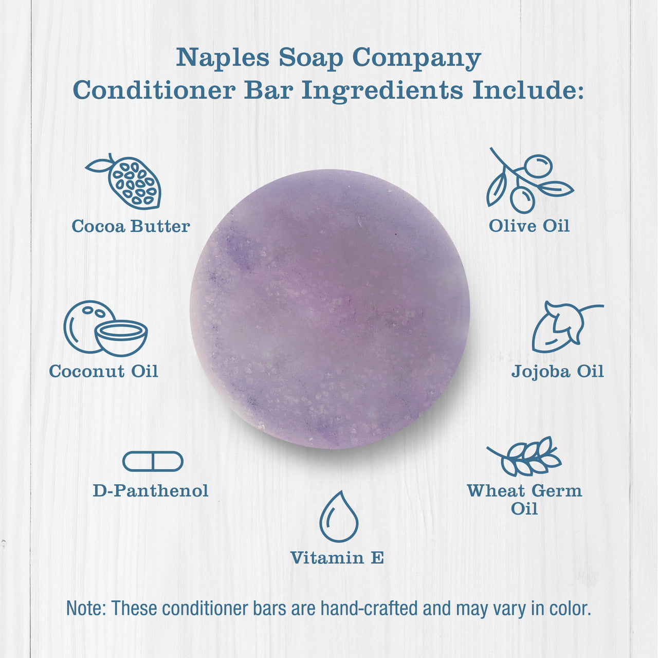 Lavender Conditioner Bar Icons and Ingredients