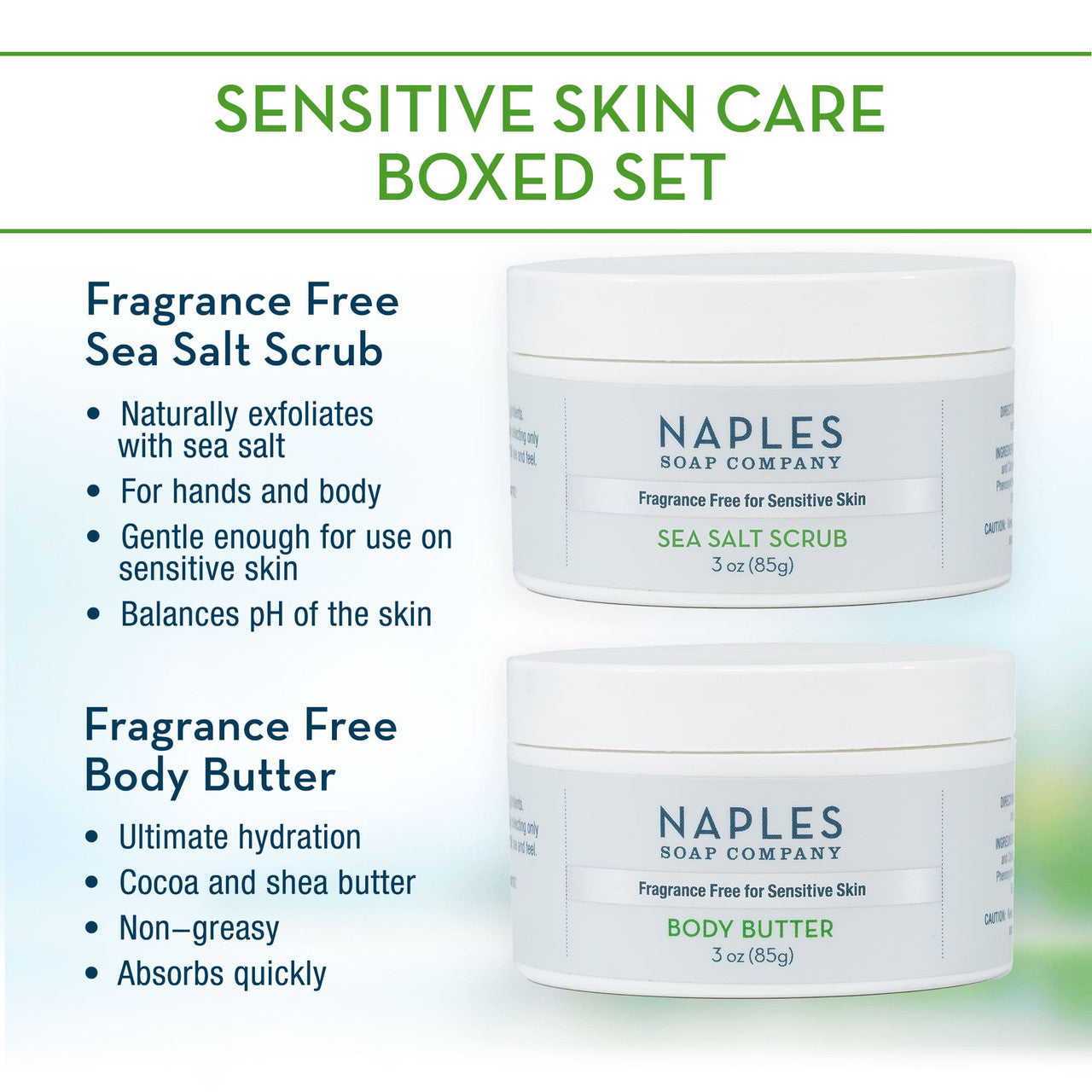 Sensitive Skin Boxed Set 3 oz Butters and Scrubs