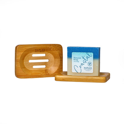 Rectangle Bamboo Soap Dish with Coastal Soap