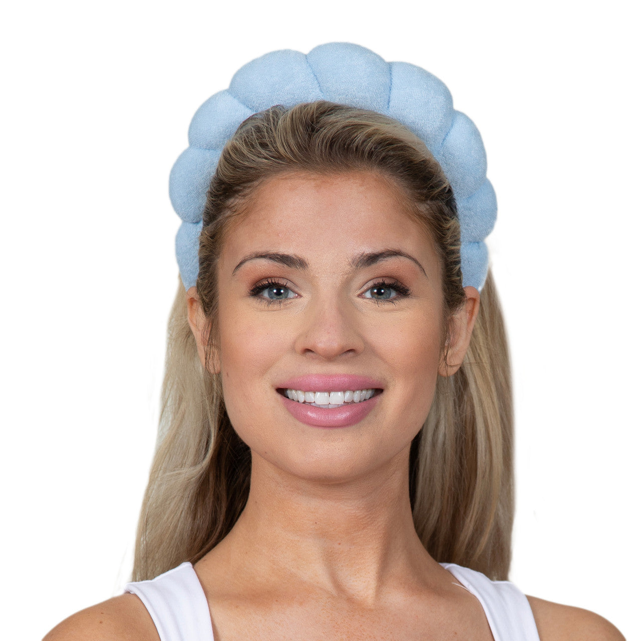 Sky Blue Spa Bubble Headband on Model