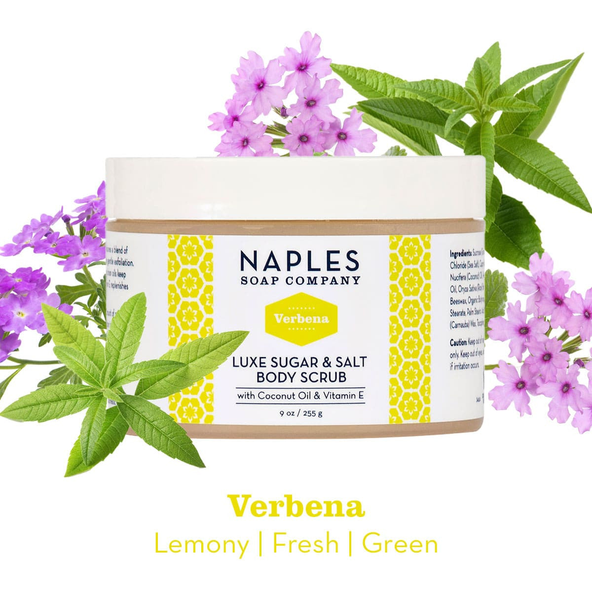 Verbena Luxe Sugar & Salt Body Scrub 9 oz Ingredients